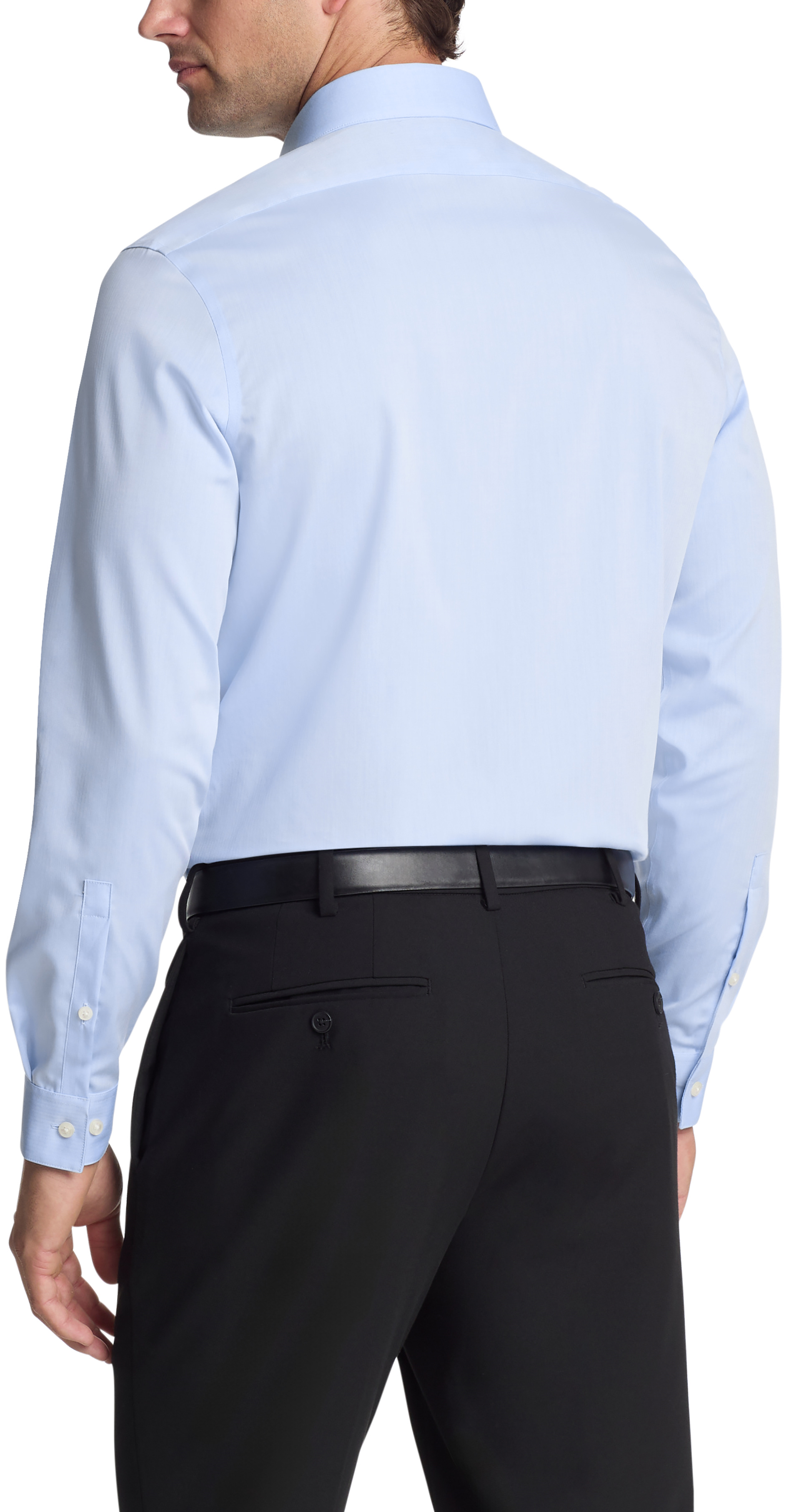 Calvin Klein Mens Steel Slim Fit Non-Iron Herringbone Dress Shirt Blue 33K2479-7RI