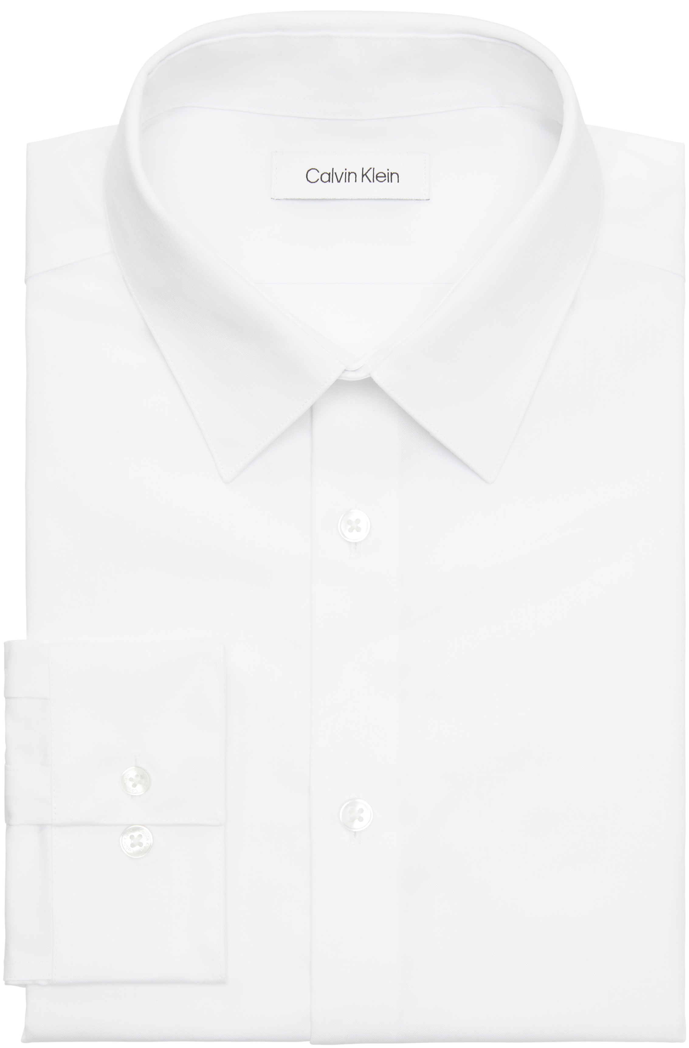 Calvin Klein Mens Steel Slim Fit Non-Iron Herringbone Dress Shirt White 33K2479-7MM