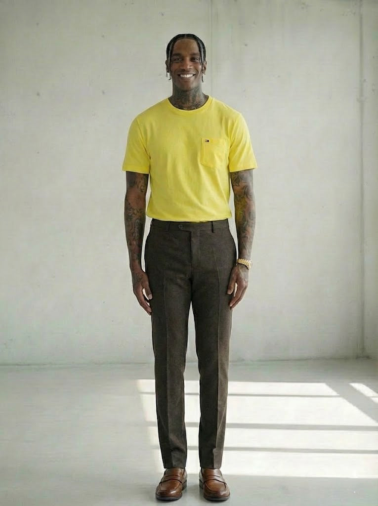 Tommy Hilfiger Mens Essential Solid Pocket Crew Neck T-Shirt Yellow Topaz 78J2781 731