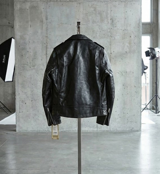 Schott NYC Men's Waxy Cowhide Leather Motorcycle Jacket Black RN