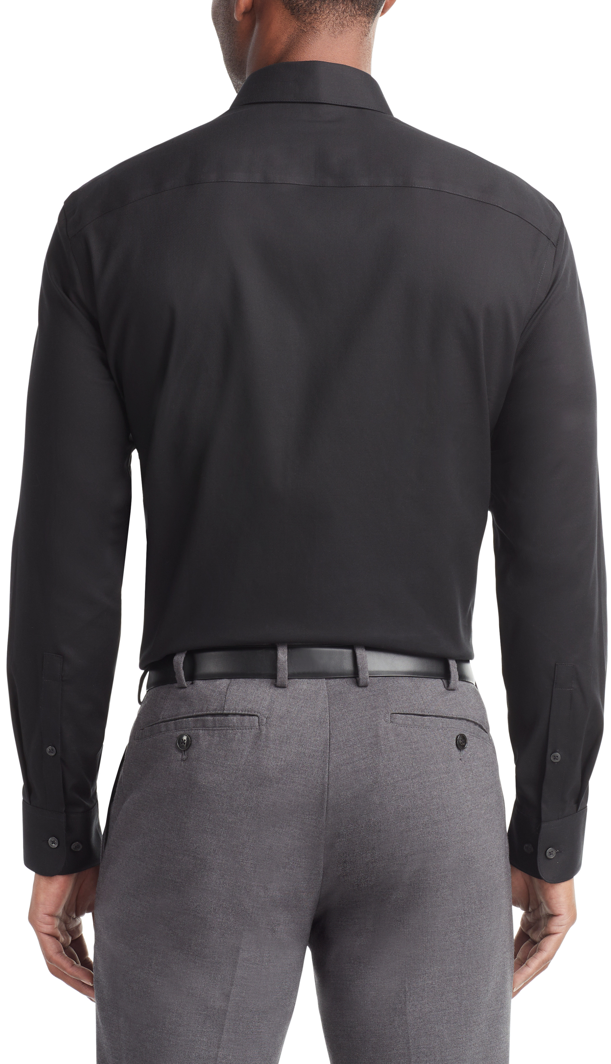 Calvin Klein Mens Steel Stretch Regular Fit Non-Iron Dress Shirt Black 33K4080-7SP