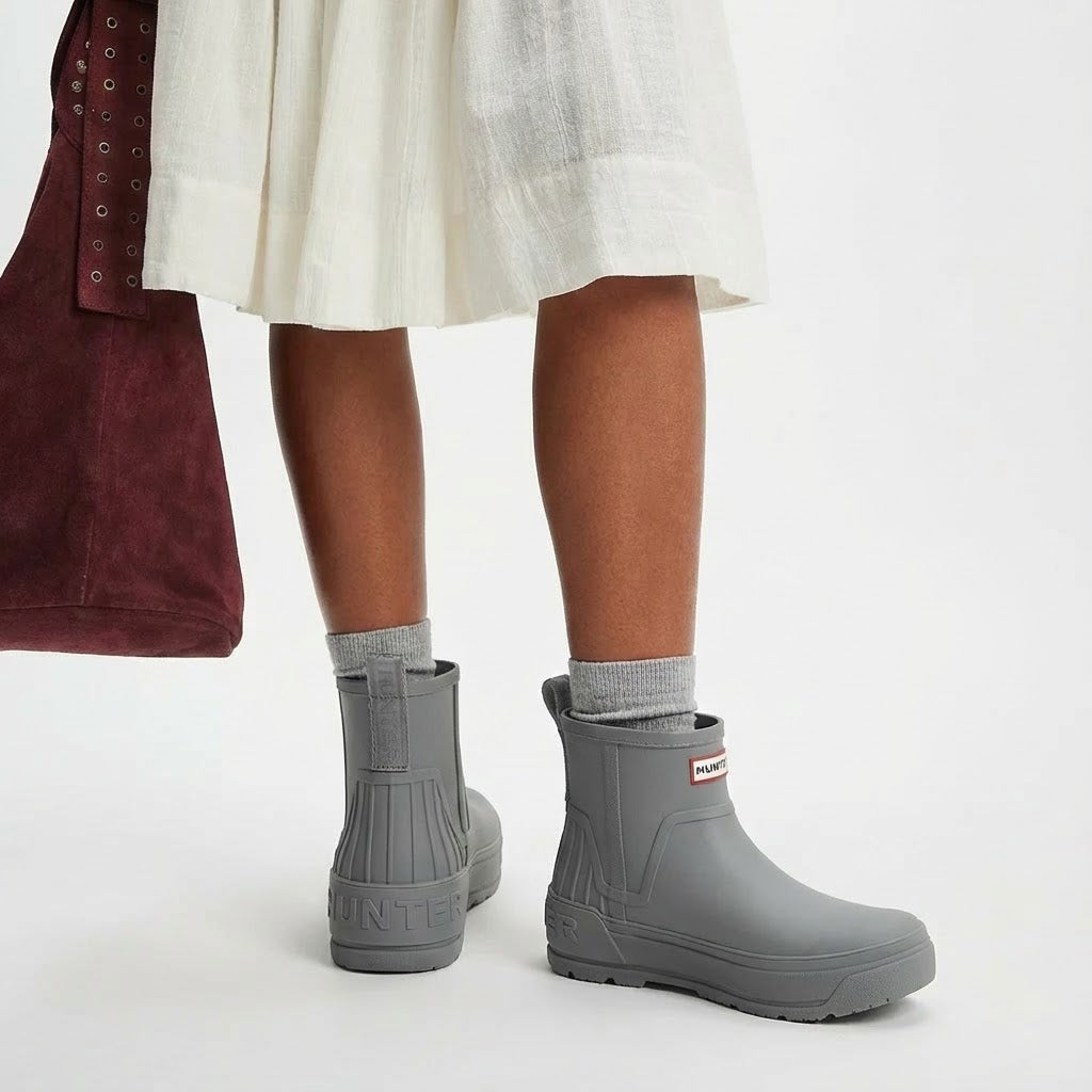 Hunter Women's Wales Waterproof Rain Booties Light Gray HWWALES 051