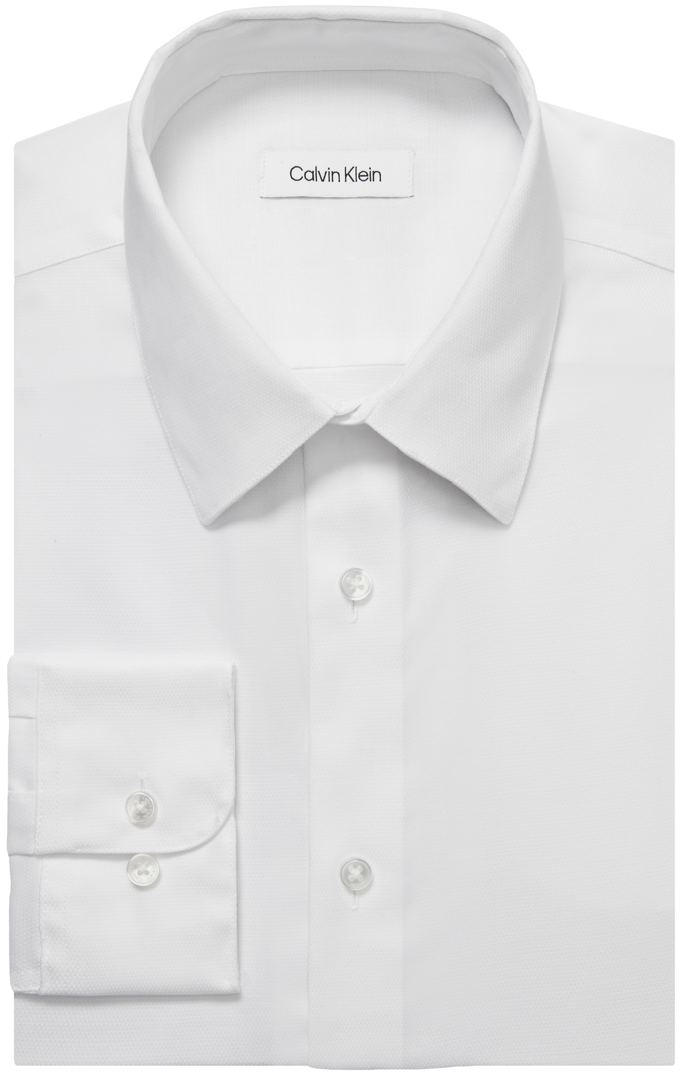 Calvin Klein Mens Steel Stretch Regular Fit Non-Iron Dress Shirt White 33K4080-7MC