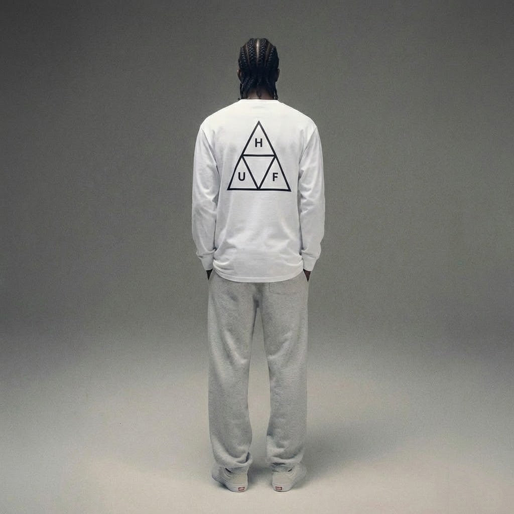 HUF Set Triple Triangle Long Sleeve T-Shirt White TS01935 WHT