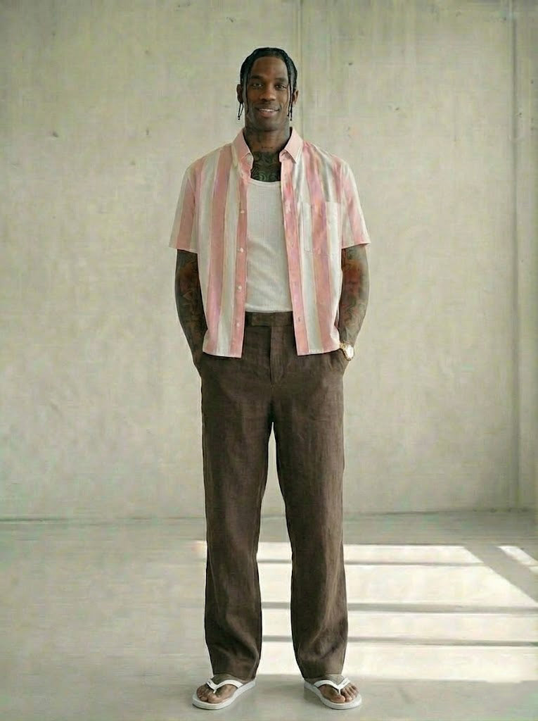 Tommy Hilfiger Men's  Striped Stripe RF Short Sleeve Shirt Peach/Stripe MW31762 972