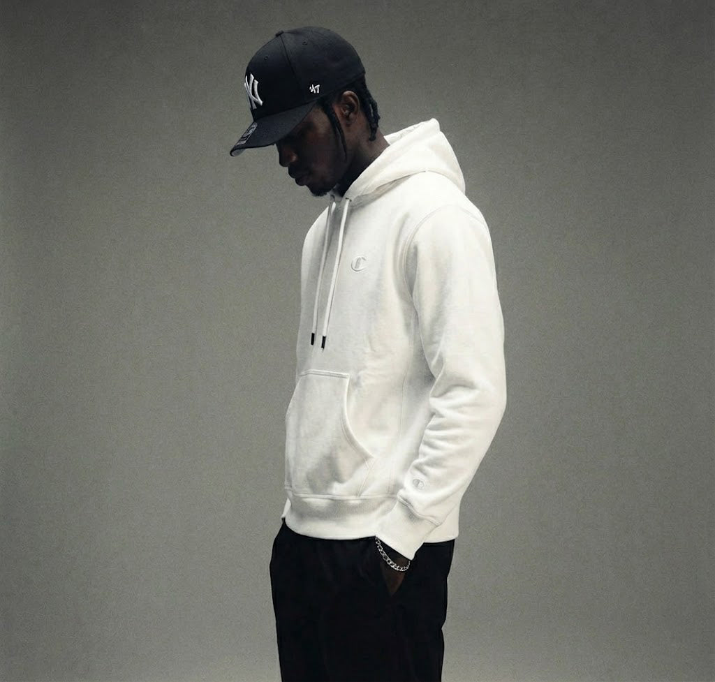 Champion Men's Powerblend Fleece Pullover Hoodie White S0889 407D55 045