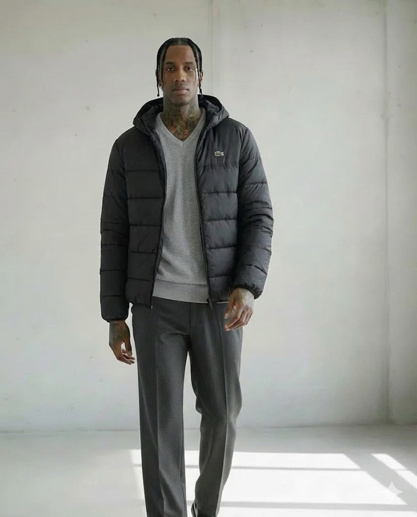 Lacoste Men’s Water-Repellent Quilted Puffer Jacket Black / Black BH6763-51 C31