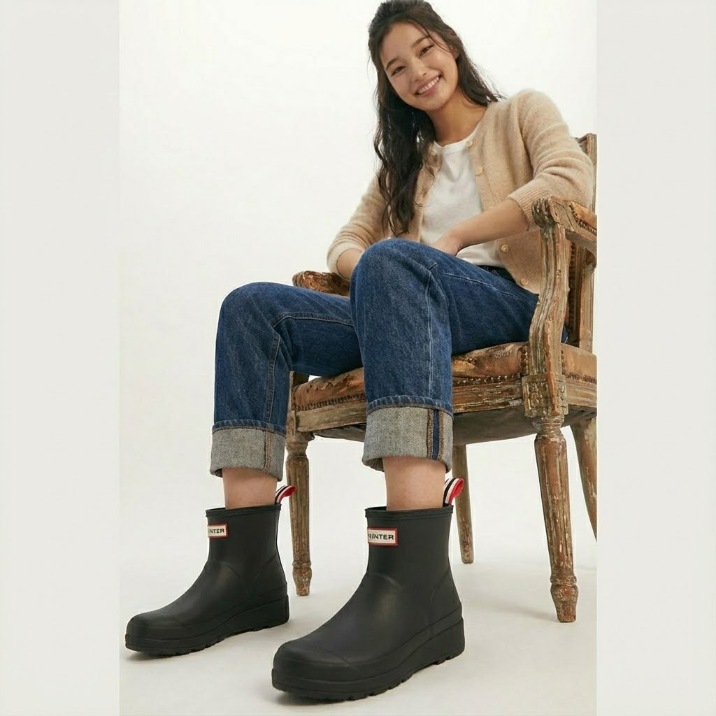 Hunter Women's Play Short Rain Boots Black WFS2020RMA BLK