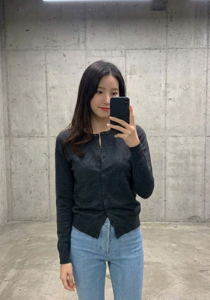 Aplaze Round Neck Button Cardigans Charcoal Grey SW280