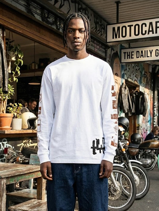 Huf Mens Outer Limits Long Sleeve T-Shirt White TS01934 WHT