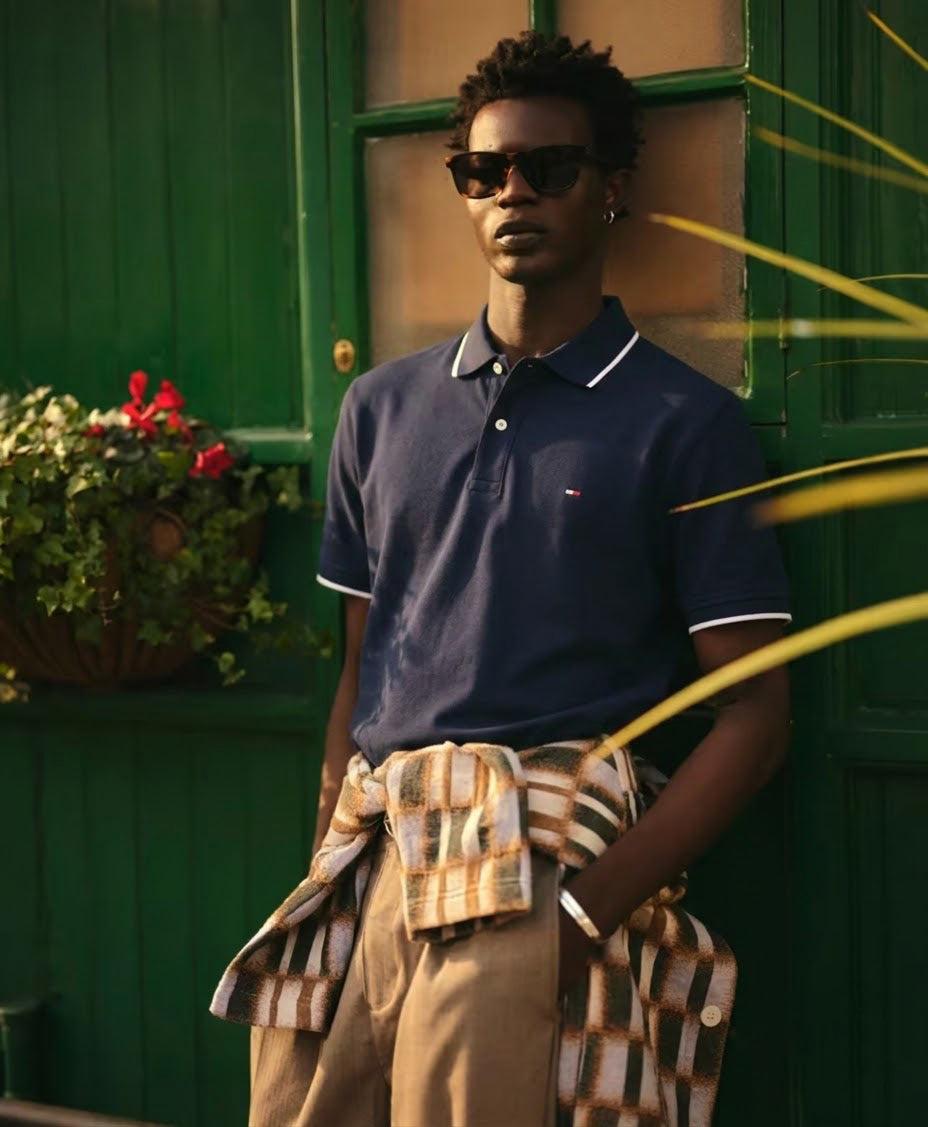 Tommy Hilfiger Men's Richard Tipped Short Sleeve Polo CF Desert Sky 78J8752 410