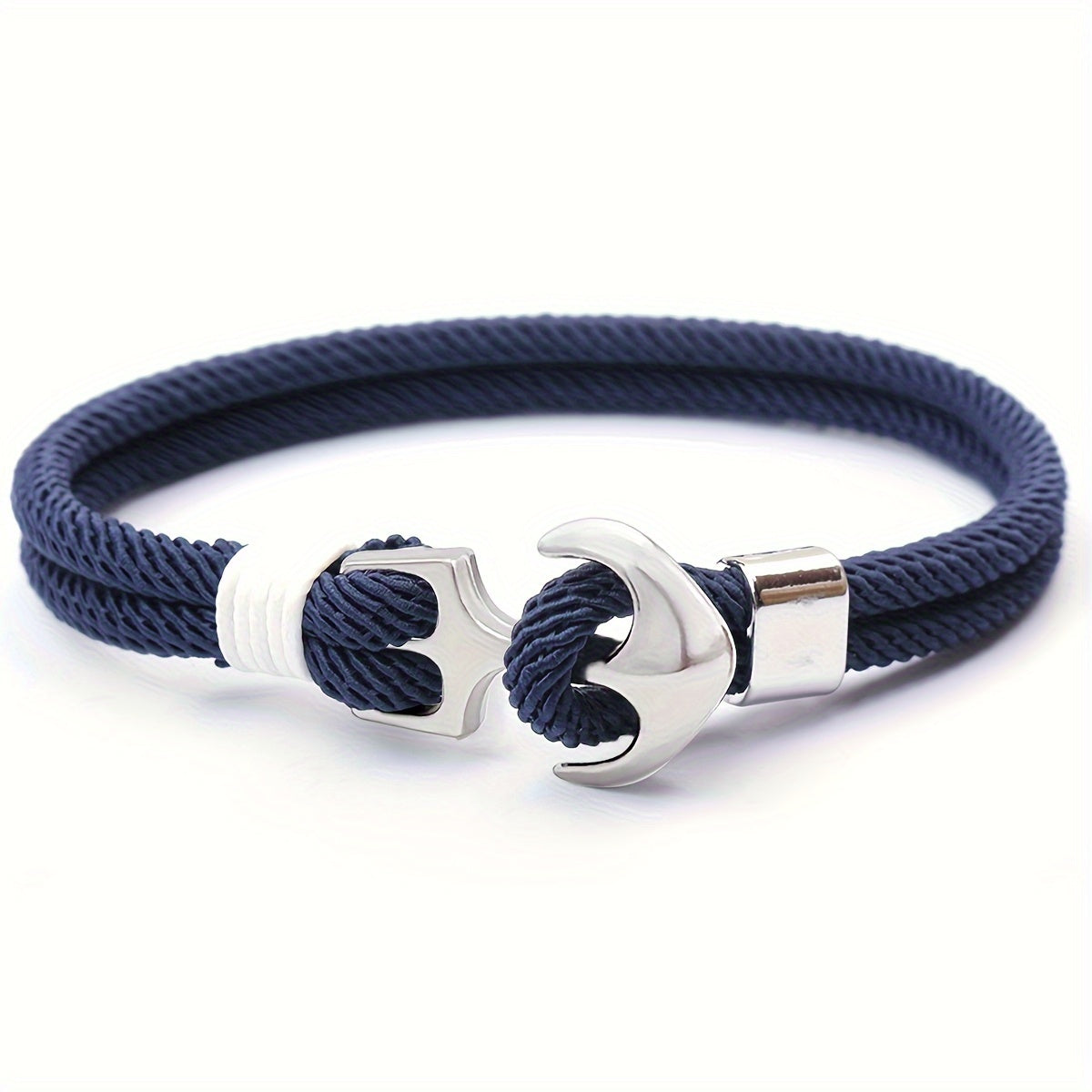 Aplaze 1pc Men's Nautical Anchor Cord Bracelet