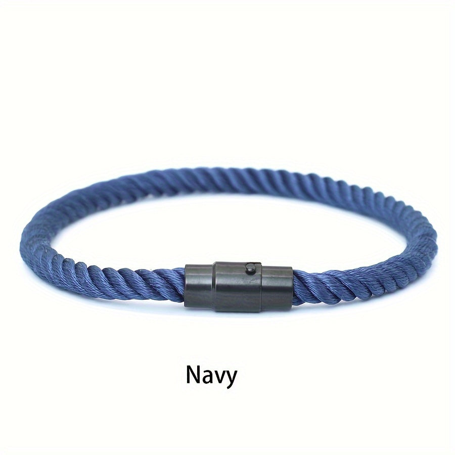 Aplaze  Men's Nautical Rope Bracelet with Black Buckle