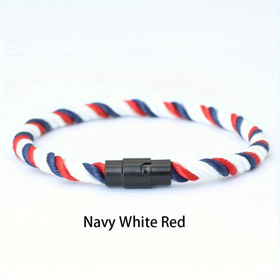 Aplaze  Men's Nautical Rope Bracelet with Black Buckle