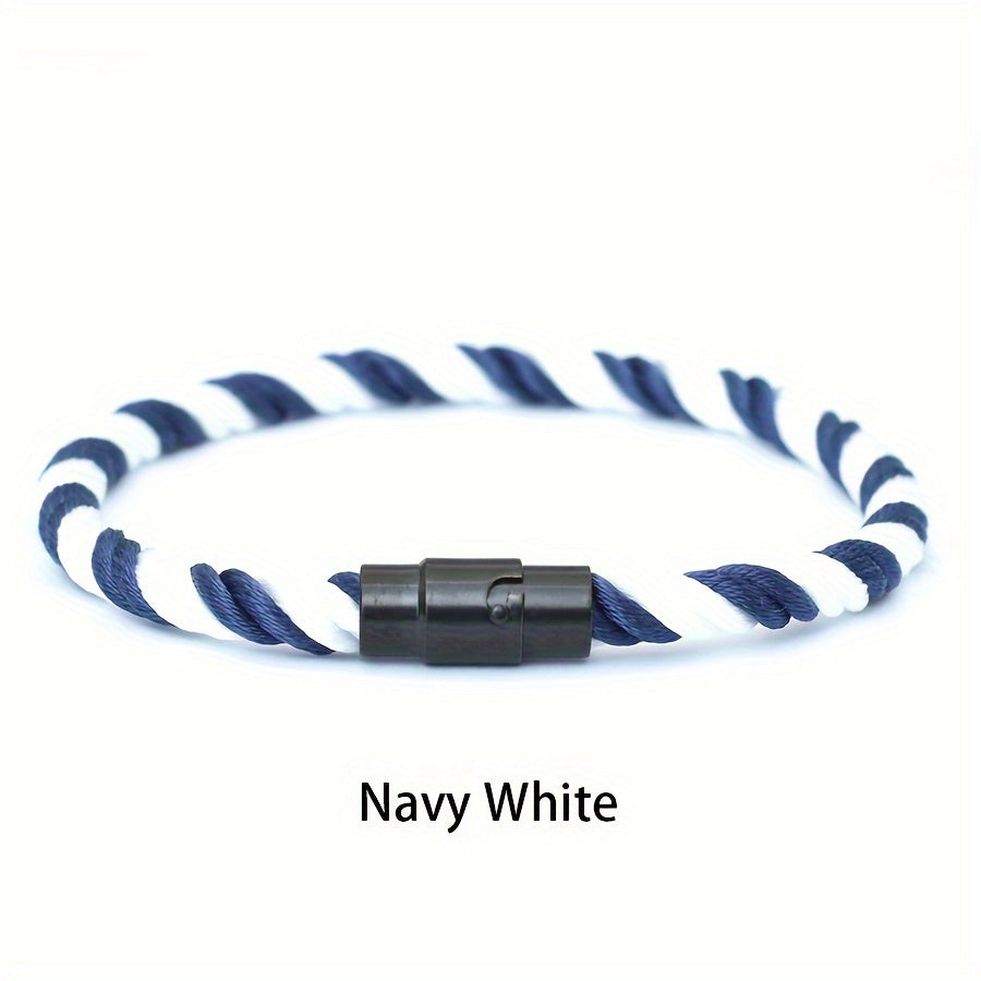 Aplaze  Men's Nautical Rope Bracelet with Black Buckle