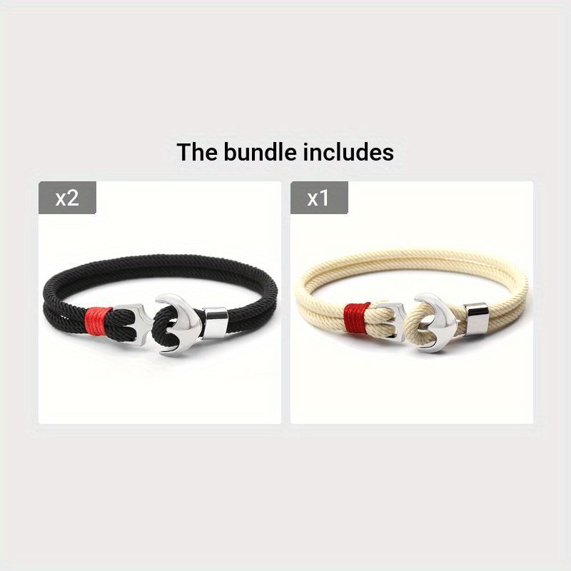 Aplaze 1pc Men's Nautical Anchor Cord Bracelet