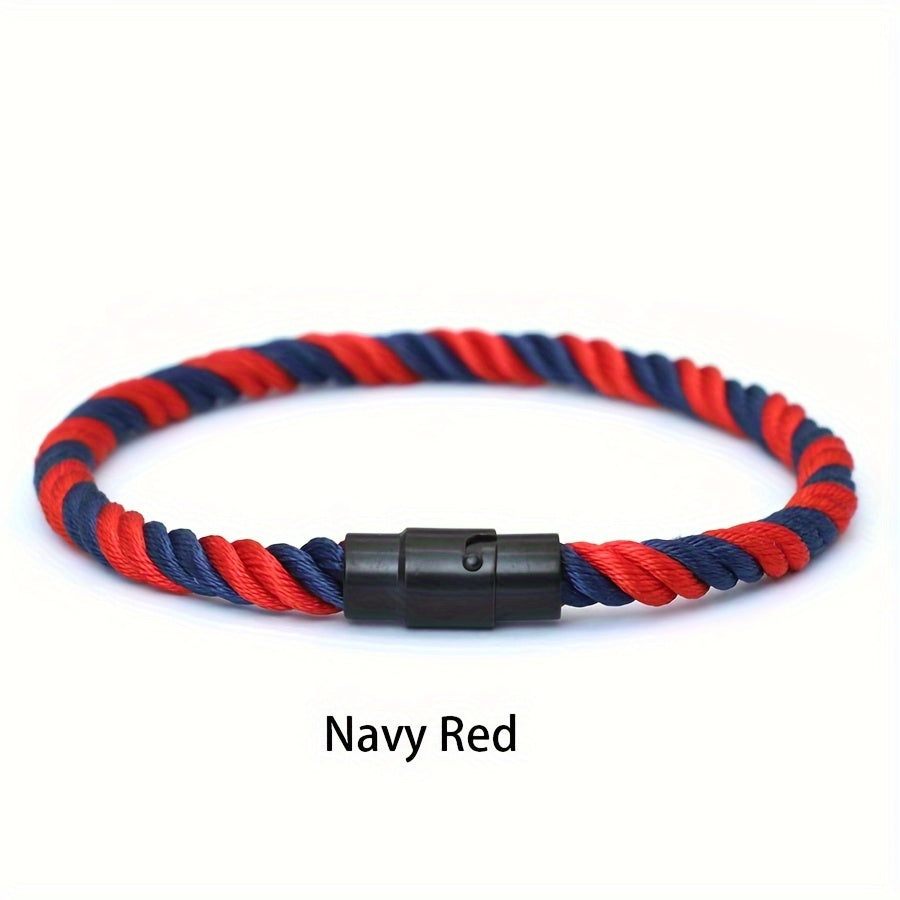 Aplaze  Men's Nautical Rope Bracelet with Black Buckle