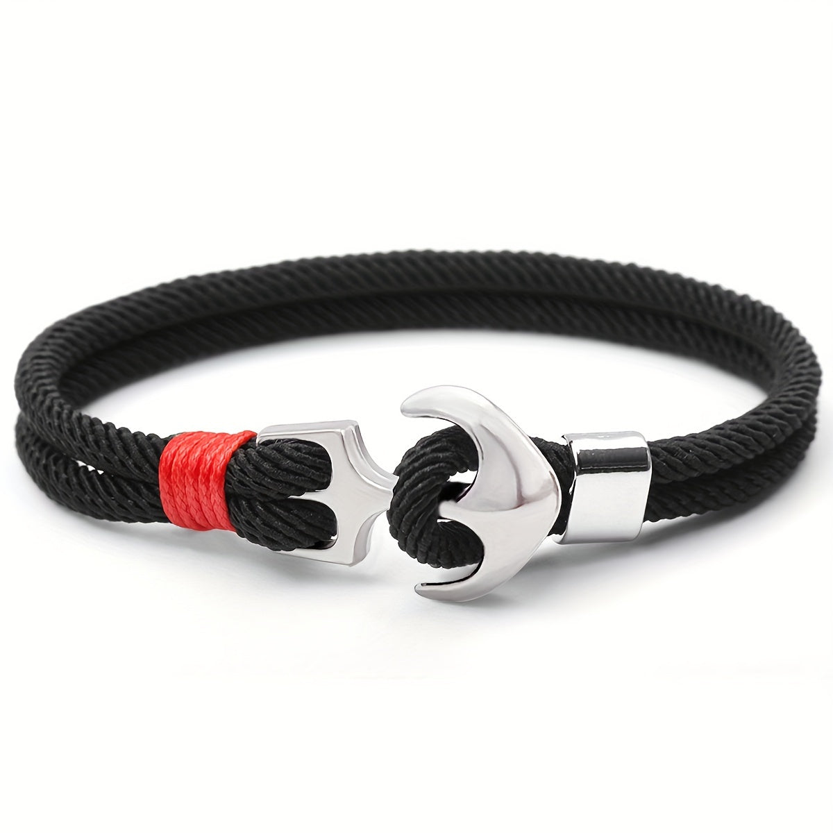Aplaze 1pc Men's Nautical Anchor Cord Bracelet
