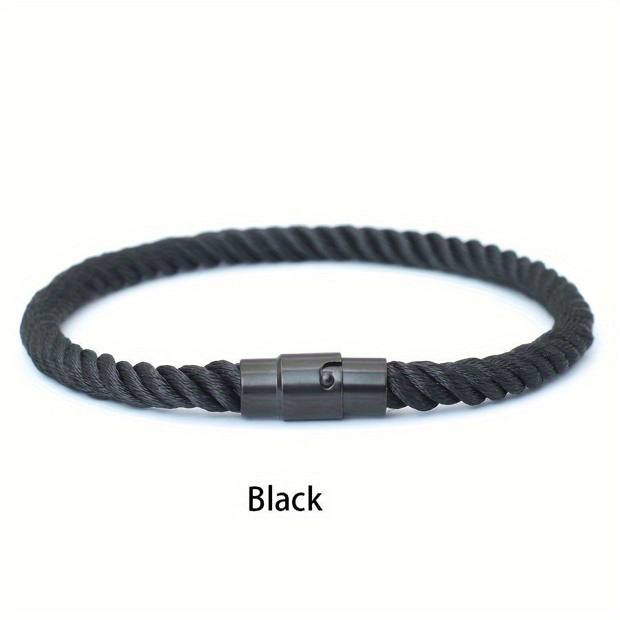 Aplaze  Men's Nautical Rope Bracelet with Black Buckle