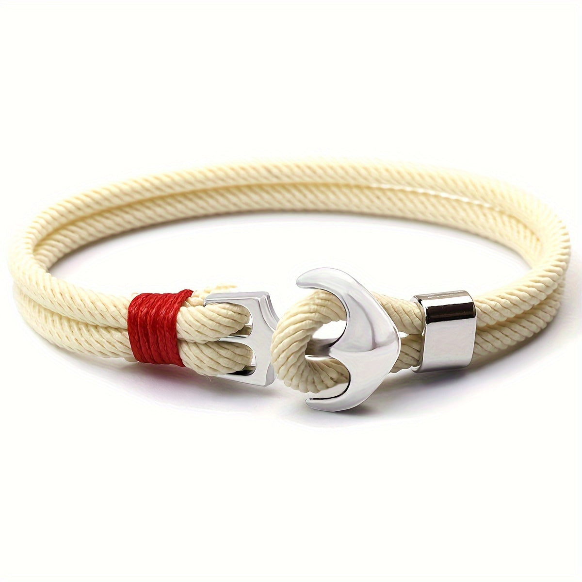 Aplaze 1pc Men's Nautical Anchor Cord Bracelet