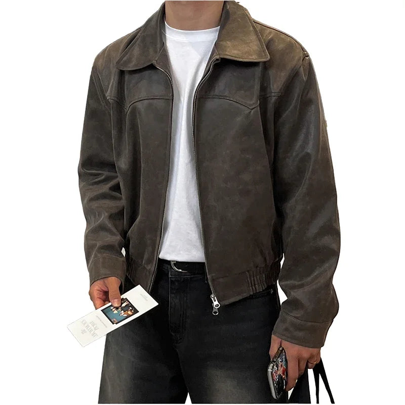 RT No. 11274 OLD BROWN RODEO LEATHER ZIP-UP JACKET