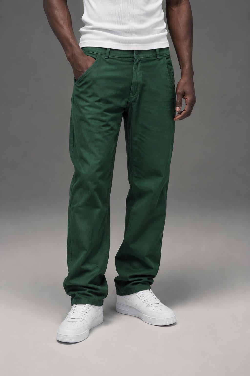 WESC kelvin chino pine green AI model photo