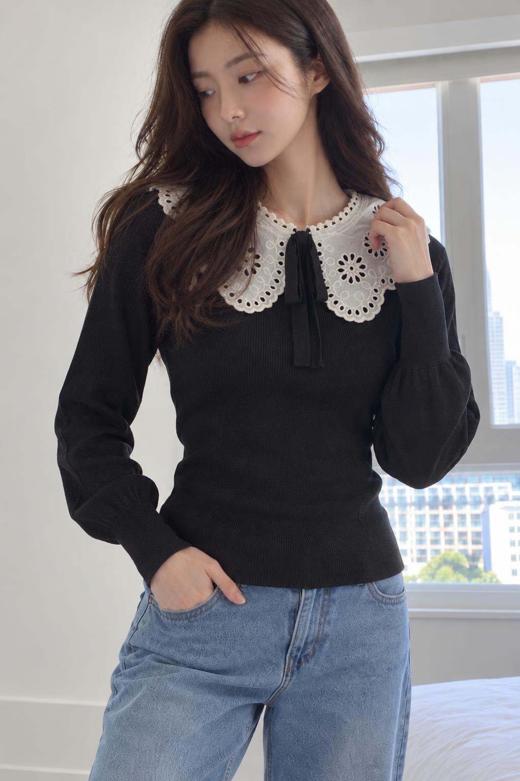 Zara Women's Blouse Black 4369 004 800 Z2 AI model photo