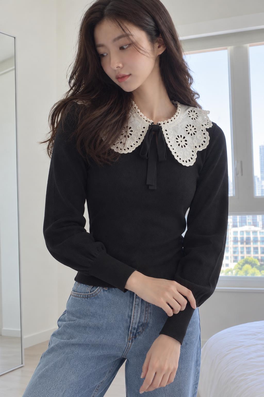 Zara Women's Blouse Black 4369 004 800 Z2 AI model photo