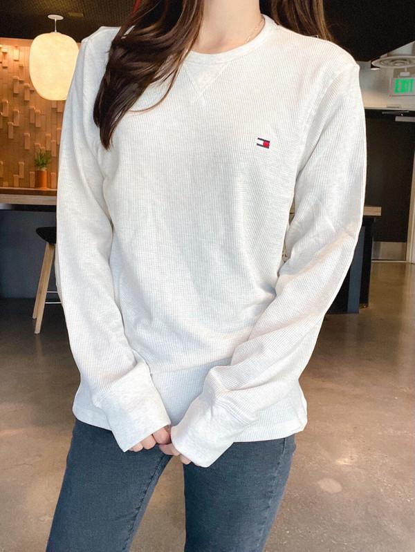 Tommy Hilfiger Mens Thermal Crew Neck Long Sleeve Oatmeal Heather 09T3