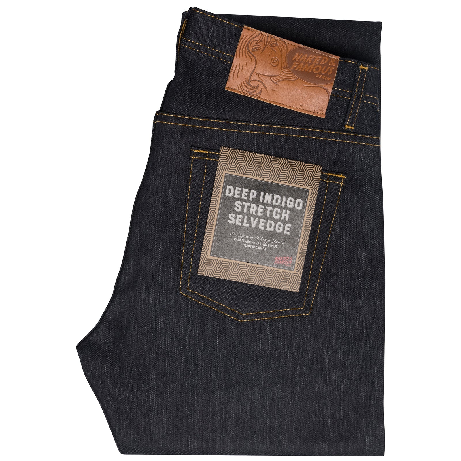 Naked and Famous Men's Weird Guy Deep Indigo Stretch Selvedge 019513.