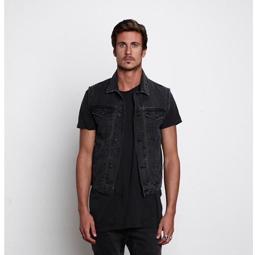 Zanerobe Rebels At Dawn Washed Denim Sleeveless Jacket.