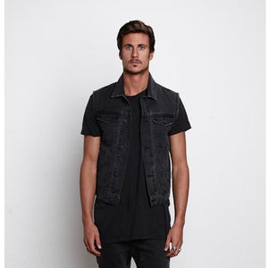 Zanerobe Rebels At Dawn Washed Denim Sleeveless Jacket.