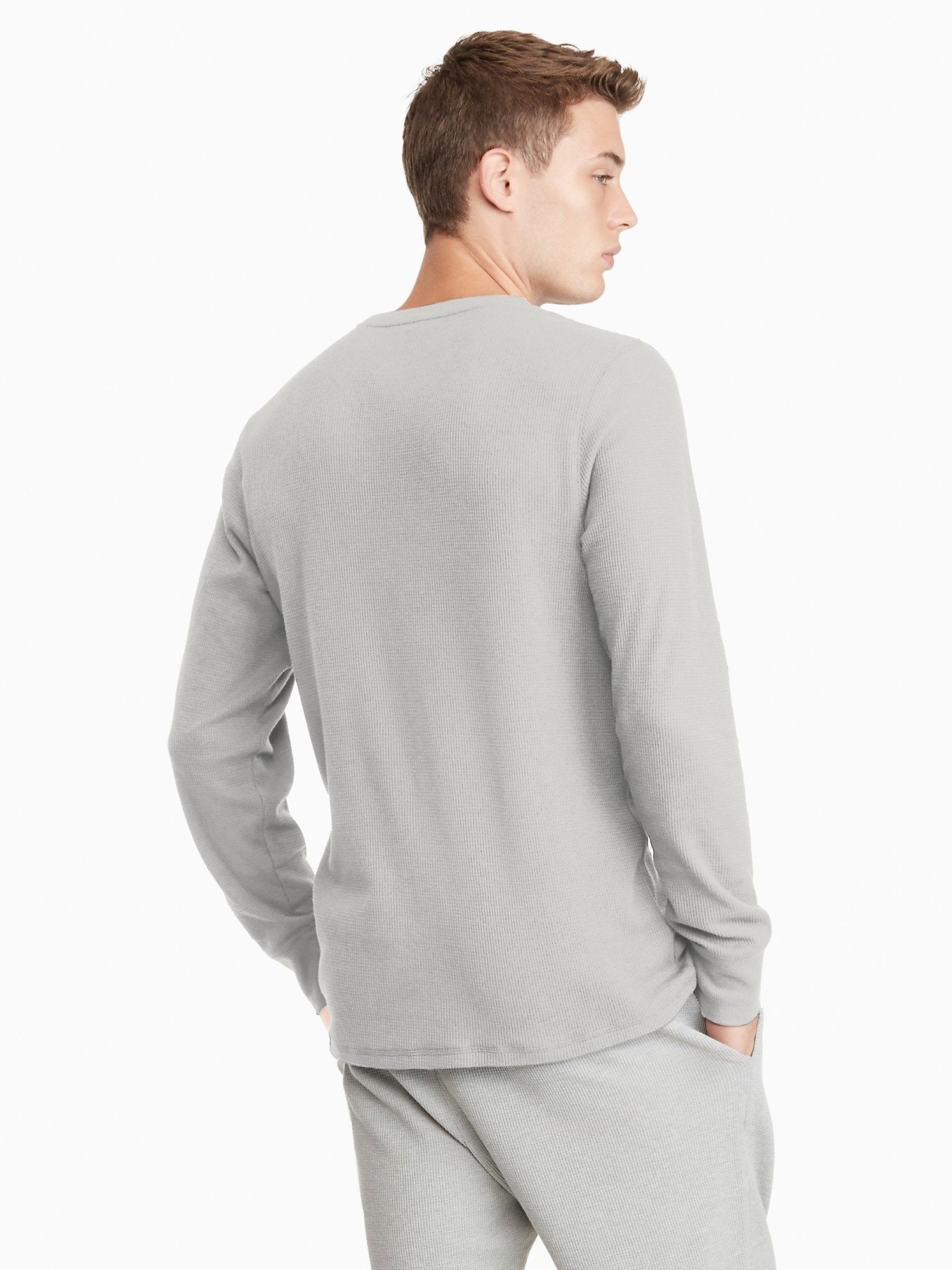Tommy Hilfiger Mens Thermal Sleep Long Sleeve Henley Neck Grey Heather 09T4076 004.