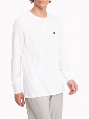 Tommy Hilfiger Mens Thermal Sleep Long Sleeve Henley Neck White 09T4076 100.