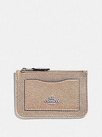 Coach Women's Zip Top Gold Colorblock Card Case Chalk Multi/Silver F57091.