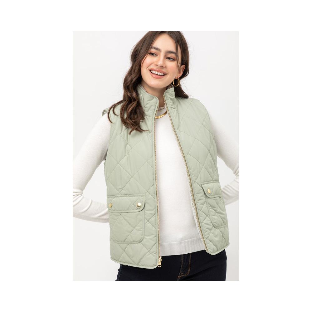 Jobber Reversible Quilted Sleeveless Padding Vest Moss V5002.