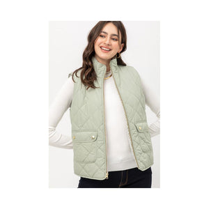 Jobber Reversible Quilted Sleeveless Padding Vest Moss V5002.