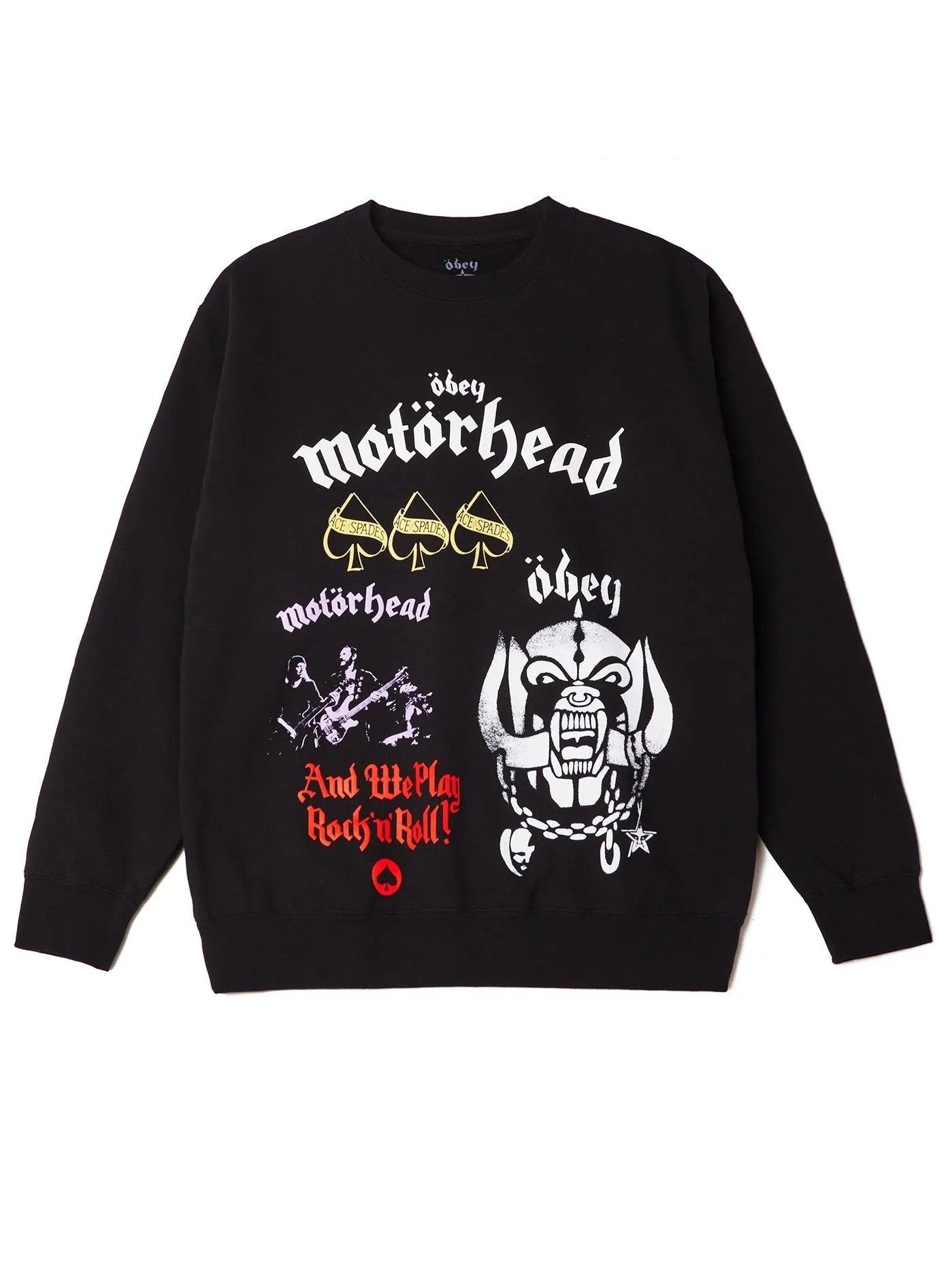 Obey Mens Motorhead Test Print Premium Crew Neck T-Shirts Black 112863050S.