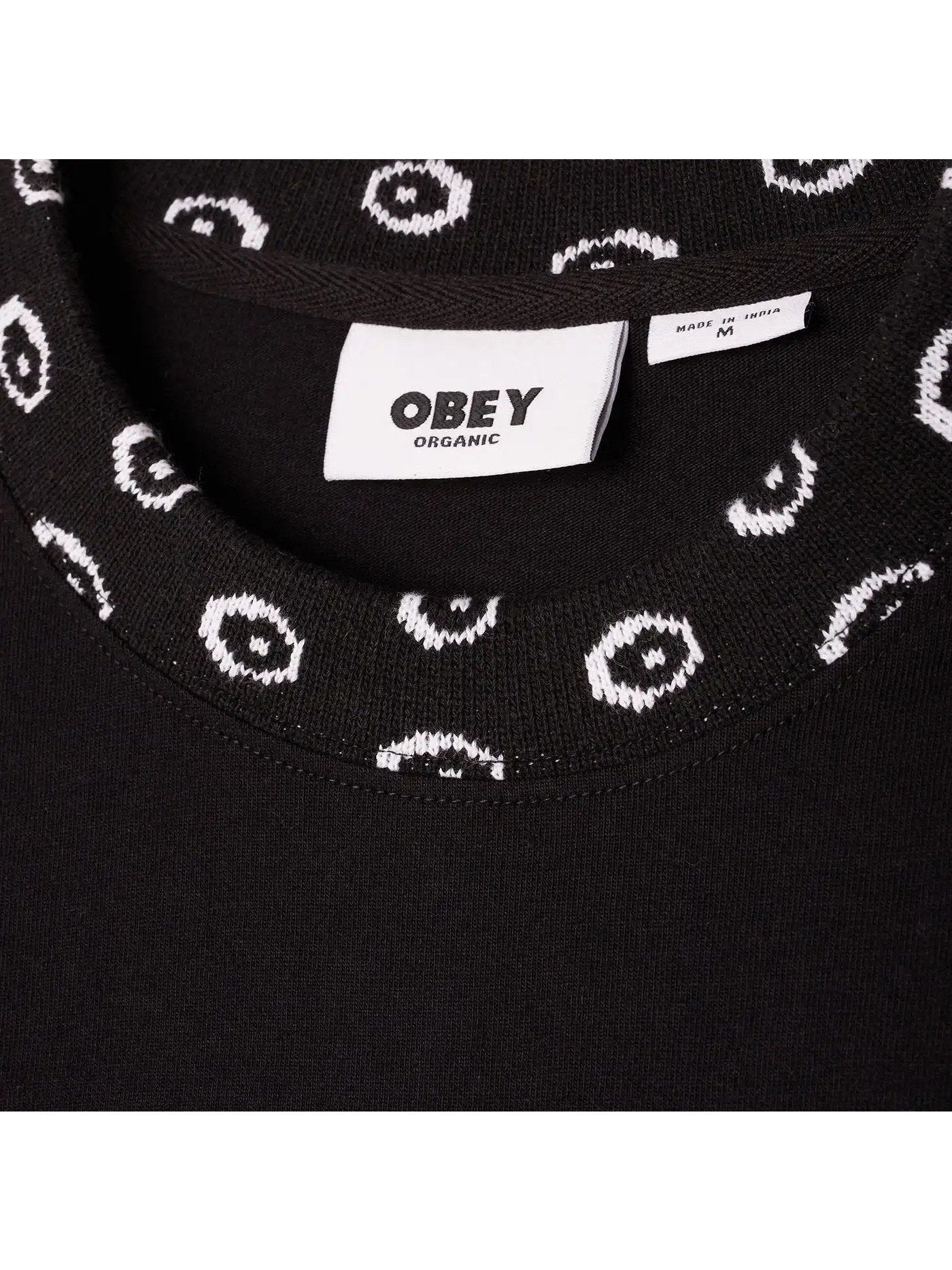 Obey Mens Jacobson Jacquard Long Sleeve T-Shirts Black 131030109.