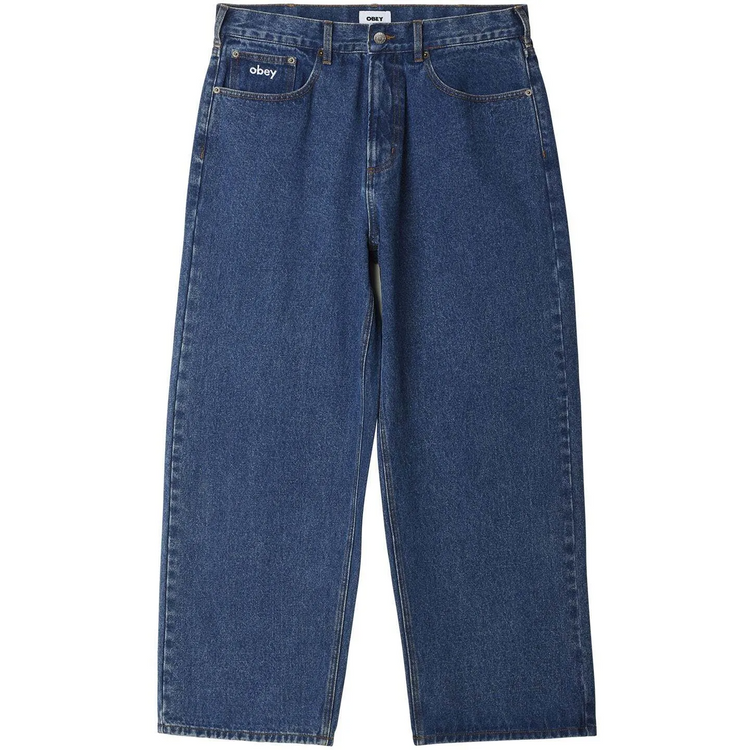 Obey Bigwig Baggy Denim Stone Wash Indigo 142010087 STN - APLAZE