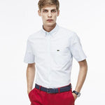 LACOSTE OXFORD SHORT SLEEVE SOLID WOVEN SHIRT Atmosphere/White CH2294-51.