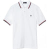 FRED PERRY TWIN TIPPED FRED PERRY SHIRT M1200-748  WHT/BRT RED / NVY.