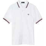 FRED PERRY TWIN TIPPED FRED PERRY SHIRT M1200-748  WHT/BRT RED / NVY.