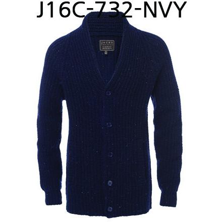 JACHS NEWYORK Ribbed Wool Cardigan Navy J16C-732-NVY.