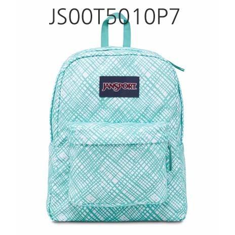JANSPORT Superbreak Backpack Aqua/Dash/JaggedPlaid JS00T5010JJ.