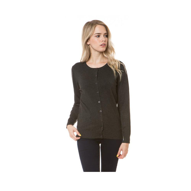 Jobber Round Neck Button Cardigans Charcoal Grey SW280.