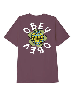 Obey Mens Obey Peace Flower T-Shirt Beetroot 163003231.
