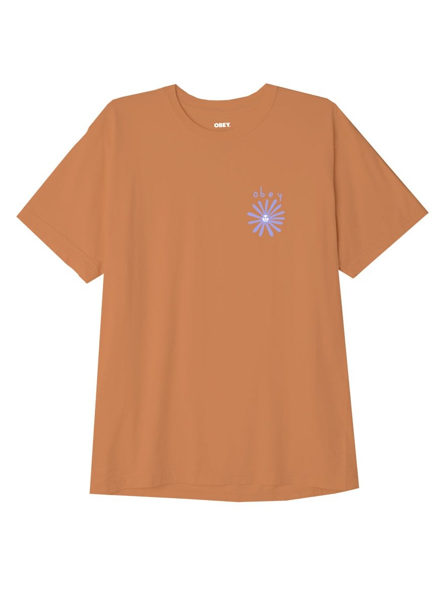 Obey Mens Obey Flower Icon T-Shirt Orange Oxide 163003242.