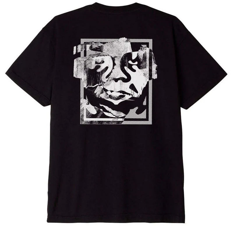 Obey Torn Icon Face Organic T-Shirt Faded Black 163003406 FBL