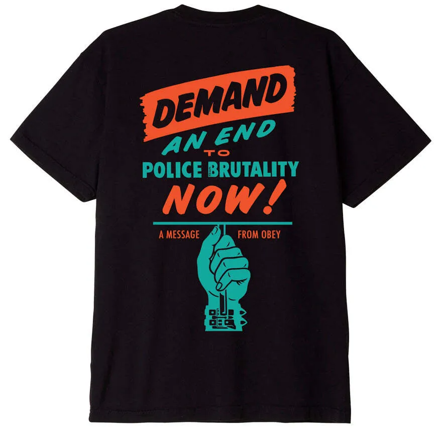 Obey End Police Brutality Organic T-Shirt Faded Black 163003408 FBL